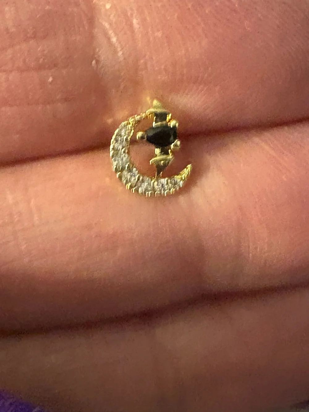 Nose Ring- Stud 20G Copper   Zirconia Blue Moon